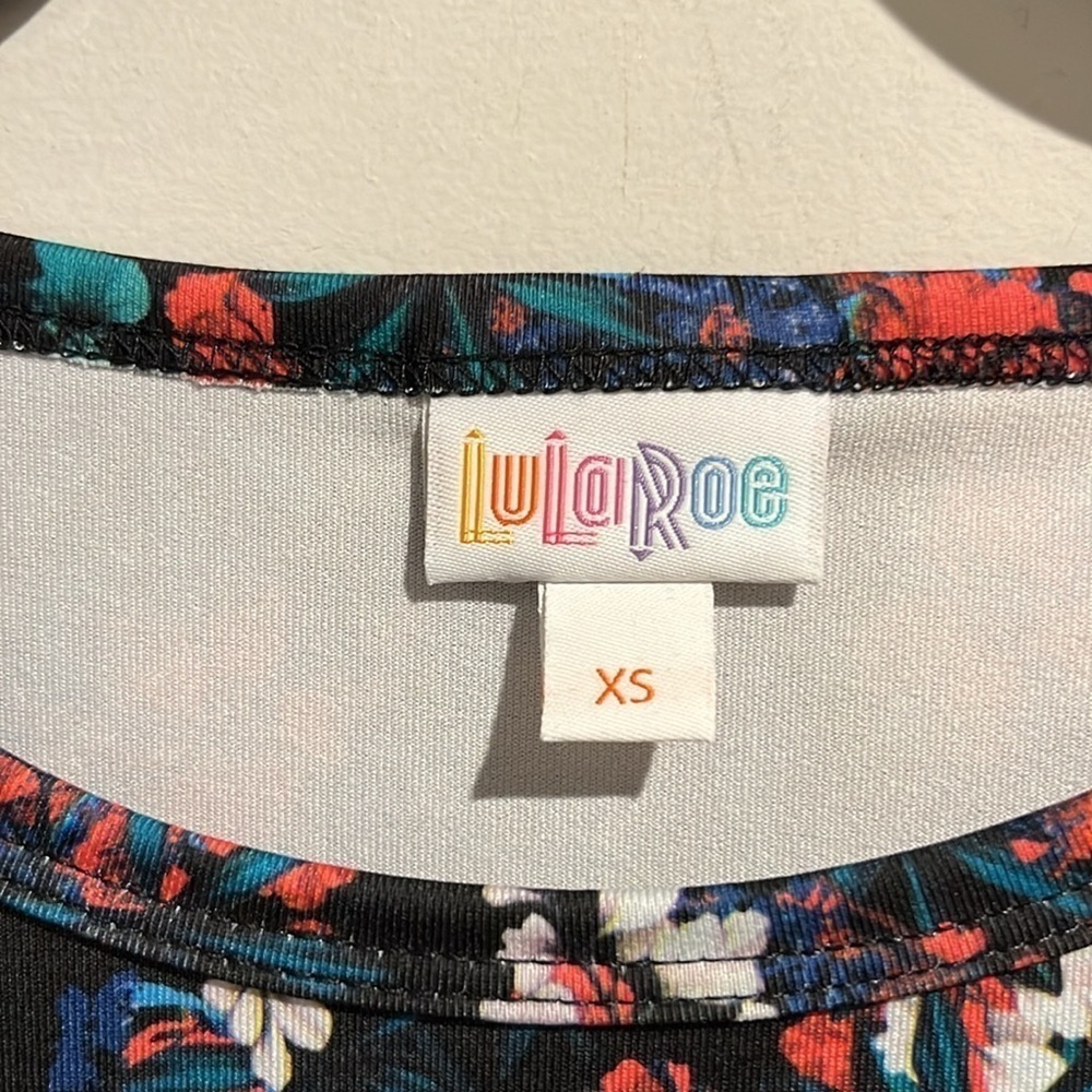 Lularoe black red blue green floral Debbie dress. Size XS. NWT. - Picture 4 of 6